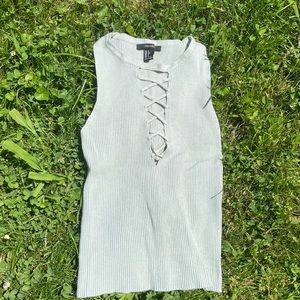 Pale blue knitted tank